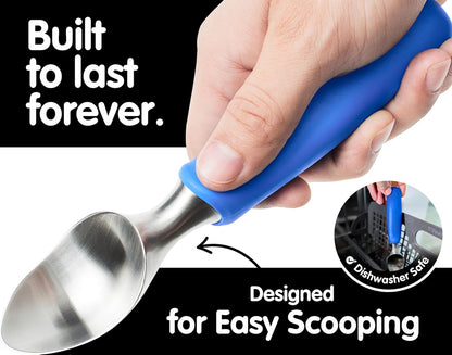 SUMO Stainless Steel Ice Cream Scoop - Ergonomic Handle for Effortless Scooping | Dishwasher-Safe, Comfortable Grip - Blue