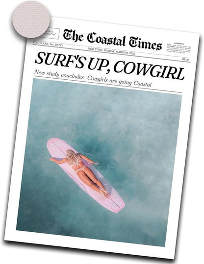 iHery Coastal Cowgirl Wall Art Decor - Trendy Unframed Canvas Print, 12x16in Retro Surfer Design