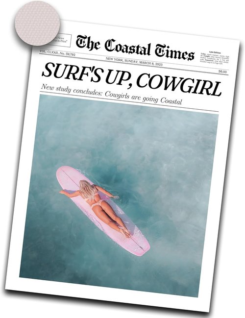 iHery Coastal Cowgirl Wall Art Decor - Trendy Unframed Canvas Print, 12x16in Retro Surfer Design