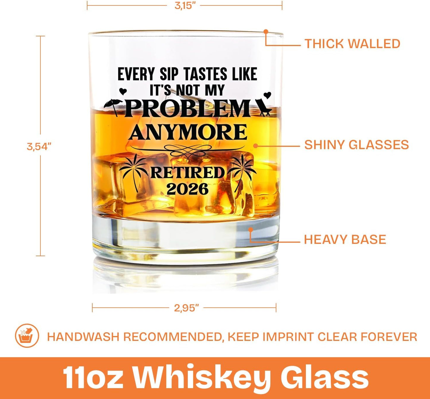 NewEleven Retirement Gifts For Men 2026 - Coworker Leaving, Goodbye Gift, Farewell Gifts For Coworkers, Friends, Dad, Grandpa - Retirement Gift For Men From Friend, Family, Colleague - Whiskey Glass