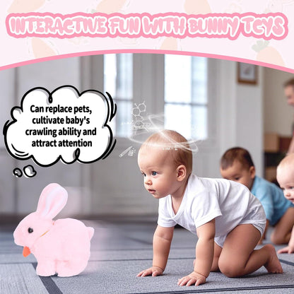 RichRabbit Bunby - Interactive Realistic Bunny Toy with Jumping & Twitching Ears | Pink
