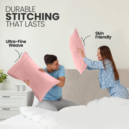 Utopia Bedding Pillow Cases King Size 2-Pack – Soft Brushed Microfiber – Envelope Closure – Perfect for Hospitals, Hotels, Guest Rooms – Oeko-TEX Certified, 20x40 Inches (Pink)