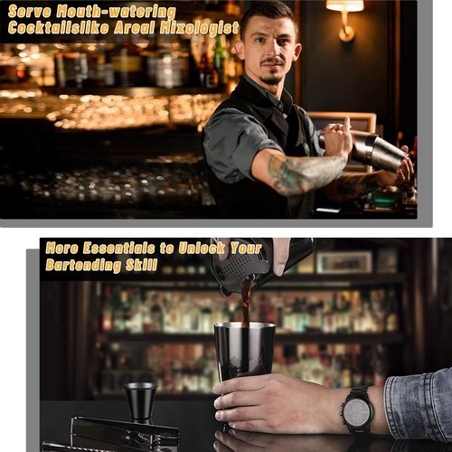 Boston Shaker Cocktail Set Bartender Kit, 12 Pcs Drink Shaker with Strainer Bartending Martini Shaker Tin with 18oz & 28oz Mixed Alcohol Shaker Professional Stainless Steel Bar Tool for Beginner