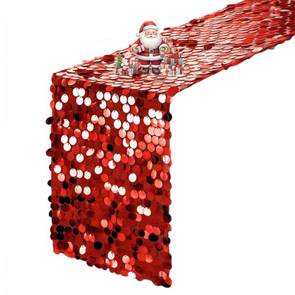 VHH Red Sequin Table Runner 12 x 108 Inches - Glitter Ribbon for Wedding Party