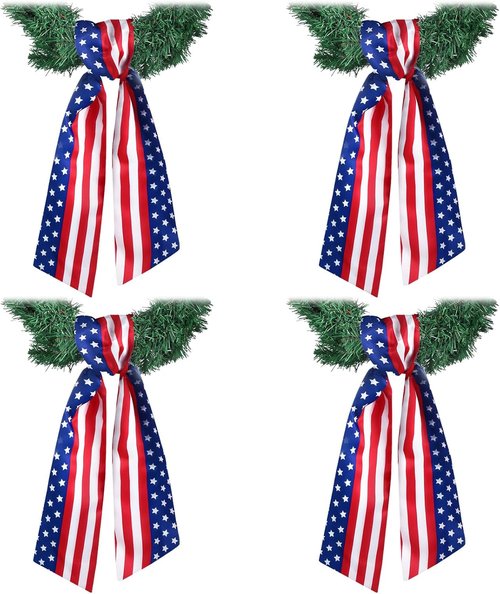 FuWeave Easter Wreath Sash Set - 4 Pcs Satin Spring Decor with Embroidered Monogram | Indoor/Outdoor Use