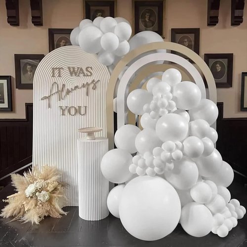 FOTIOMRG 120pcs White Latex Balloons - 5 Inch Helium Quality for Birthday & Wedding Decor