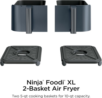 Ninja Foodi Air Fryer - 6-in-1 Smart Cook Thermometer & DualZone™ Technology | XL 10 Qt Stainless Steel | Grey