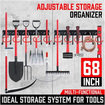 SEDY Garden Tool Organizer Hooks - Sturdy All-Metal Wall Mount Storage System for Garage & Shed