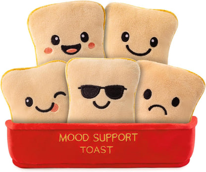 Skiennix Mood Support Plush Bread - 5 Soothing Stuffed Animal Slices in Basket | Stress Relief Toy for Adults
