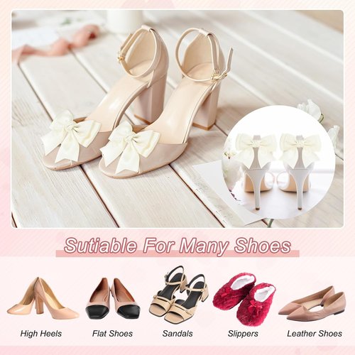 M METERXITY Bow Shoe Clips - Elegant Satin Detachable Buckles for Women | 2-Pack Removable Decor