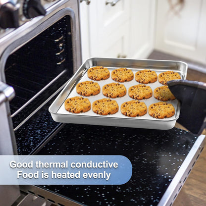 Skiennix Baking Sheet Set - Stainless Steel Cookie Sheet with Cooling Rack | Non-Stick, Dishwasher Safe, 16 x 12 x 1 Inch