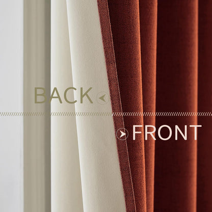 MIULEE Blackout Linen Curtains - Thermal Insulated Burnt Orange Drapes | 52 x 63 Inch (2 Panels) for Bedroom & Living Room