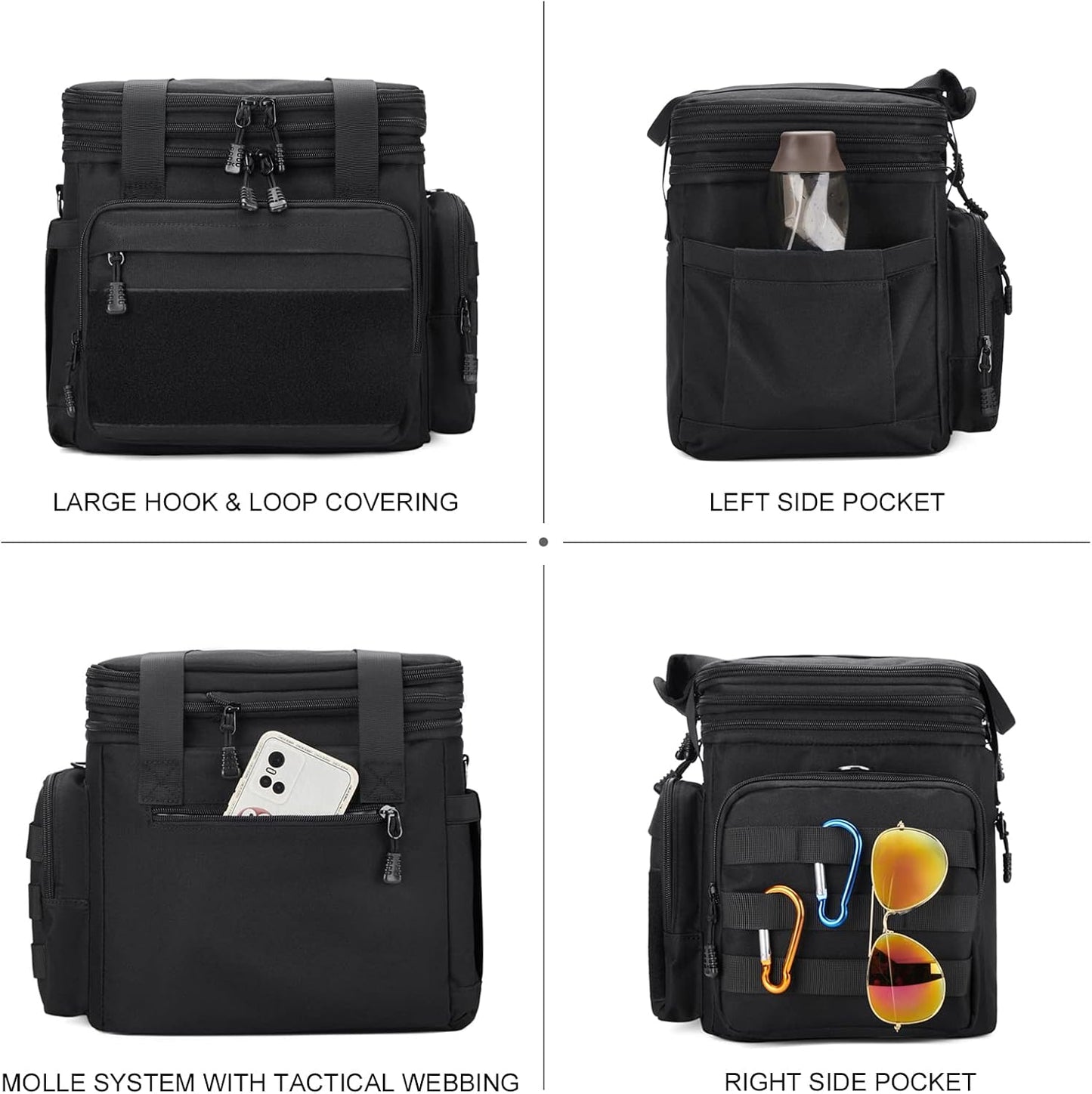 Skiennix Tactical Lunch Box - Insulated, Leakproof Cooler Bag for Work & Travel | Large Black Design