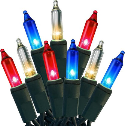 HISHINY 100 Count Clear White Christmas Lights - Red, White & Blue 4th of July String Lights | Indoor/Outdoor Decor