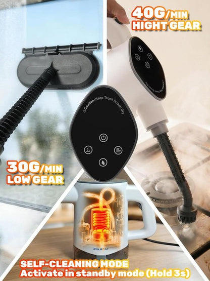 Killrose Handheld Steam Cleaner - Fast Heating Multi-Surface Steamer with 12 Accessories | Dual Power Modes