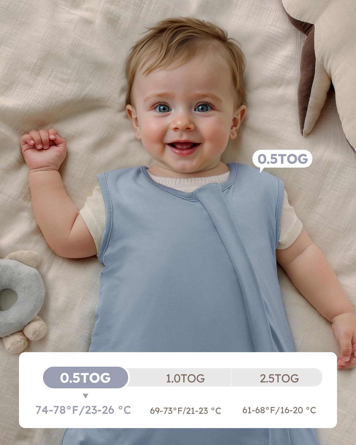 Yoofoss Baby Sleep Sack | Rayon Made from Bamboo | Super Soft 2-Way Zipper | 12-18 Months | Blue & Green
