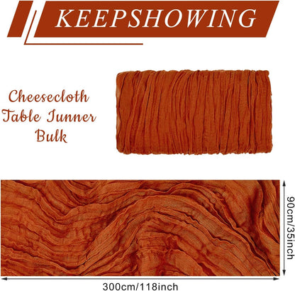 Skiennix Cheesecloth Table Runner - Boho Romantic Wedding Decor | 12 Pack, 35" x 118", Terracotta