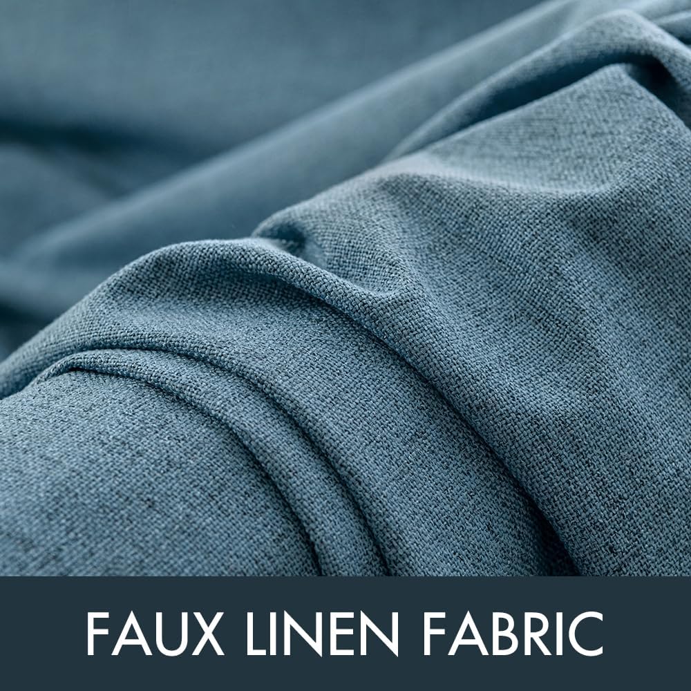 MIULEE Blackout Curtains - Linen Texture Thermal Insulated Drapes | Dusty Blue, 52x120 Inch (2 Panels)