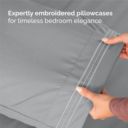 Skiennix Full Size 4-Piece Sheet Set - Comfy Cooling Bed Sheets for All Ages - Deep Pockets, Soft & Wrinkle-Free - Oeko-Tex Certified - Steel Blue