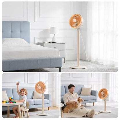 Allsheen 10" Modern Standing Fan for Bedroom, Sleek Oscillating Pedestal Fan, 3-Speed & Height Adjustable Compact Floor Fan for Home Office & Dorm