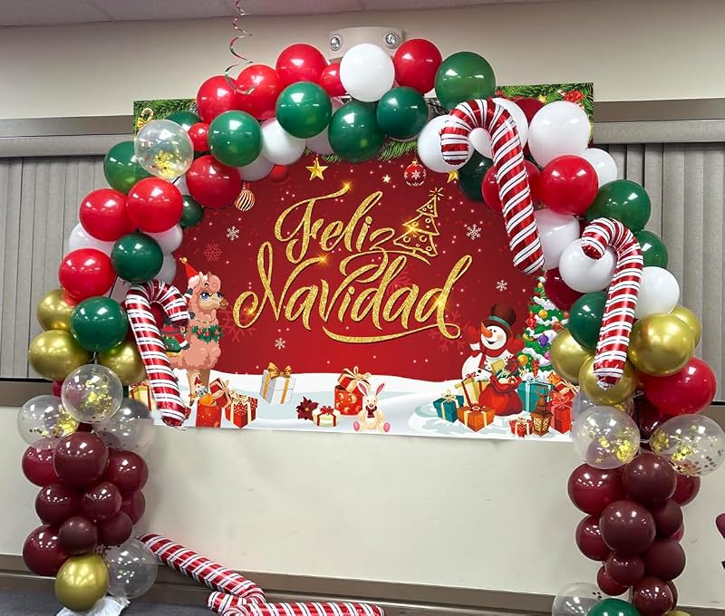 10x8FT Feliz Navidad Christmas Backdrop Banner - CINRAY Vinyl Photo Backdrop