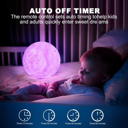 Moon Lamp - 6 Inch Sliding Control Night Light | 16 Colors with Unique Stand - Perfect Gift for Kids & Women