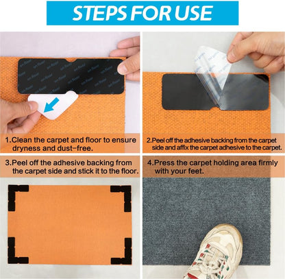 Skiennix Rug Gripper | 12 PCS No Damage Anti-Slip Tape for Hardwood Floors - Strong Hold for Area Rugs