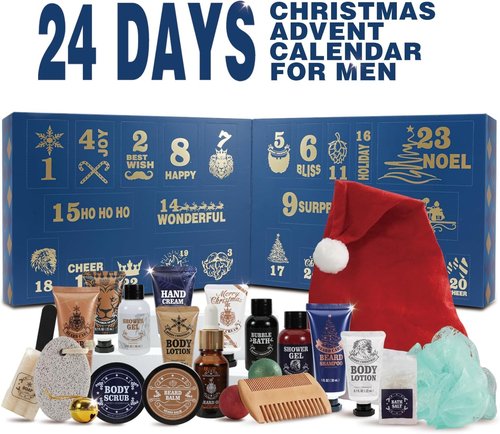 BODY & EARTH 2025 Men's Advent Calendar - 24-Day Skincare & Beard Care Grooming Set | Perfect Holiday Gift