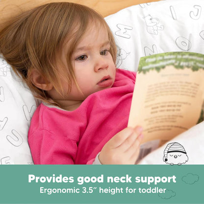 My Little Dreamy Toddler Pillow - Organic Cotton Travel Pillow with Soft Pillowcase | 13x18, Machine Washable, Ideal for Ages 2-5
