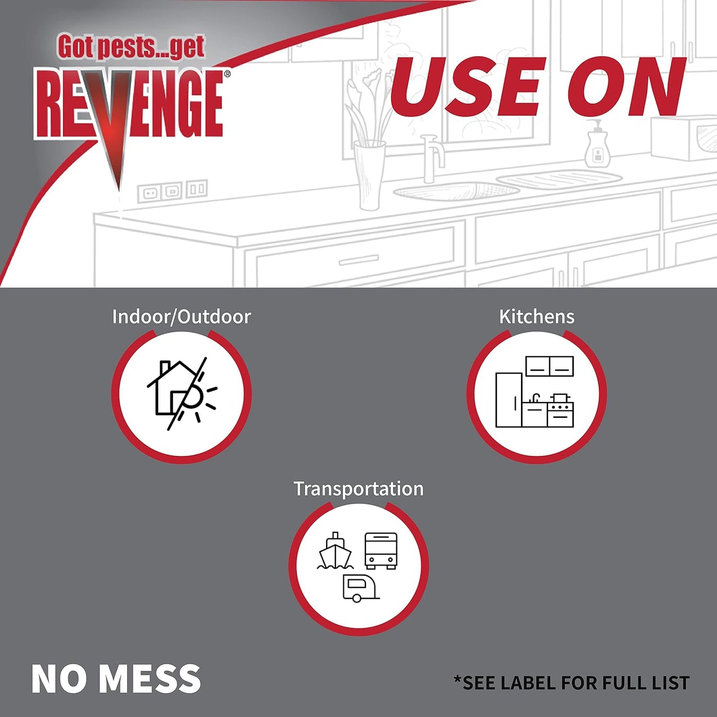 REVENGE Liquid Ant Bait Stations - Pack of 3, Ready-to-Use for Indoor & Outdoor Ant Control