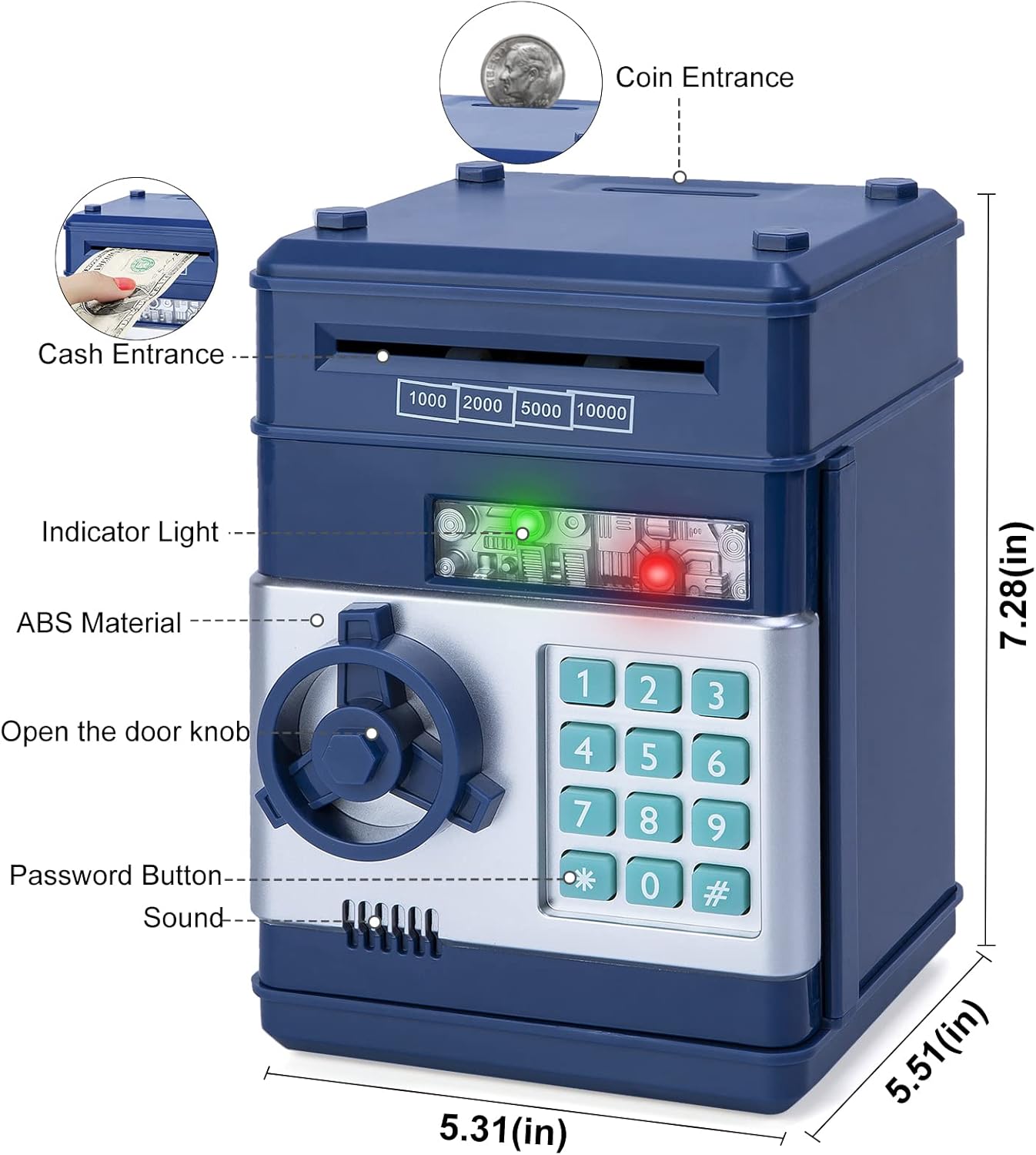 Refasy Piggy Bank - Electronic Coin Money Bank for Kids | Fun ATM Design for Ages 3-12