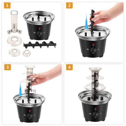 Chocolate Fountain Machine, Plastic Chocolate Melt Dipping Machine Warmer, 3 Tier Tower Cheese Fountain Mini Melting BPA Free 1.2 Pound, for Wedding, for Birthday Party