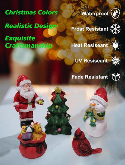 Skiennix Christmas Miniature Figurines - Small Resin Santa Claus Ornaments for Holiday Decor | Perfect for Winter Celebrations