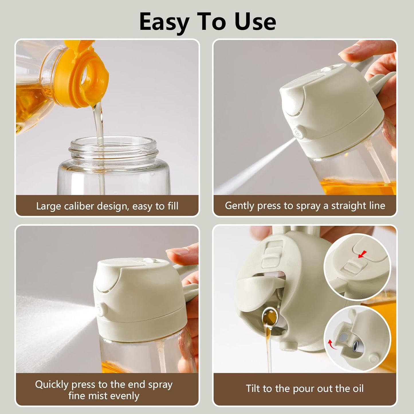 Skiennix Oil Sprayer - 16oz Glass Dispenser for Cooking | Perfect for Air Fryer, Salad & BBQ