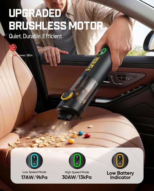 Fanttik V8 Mate Cordless Car Vacuum - Powerful 13000pa Suction, Portable Handheld Design | Black