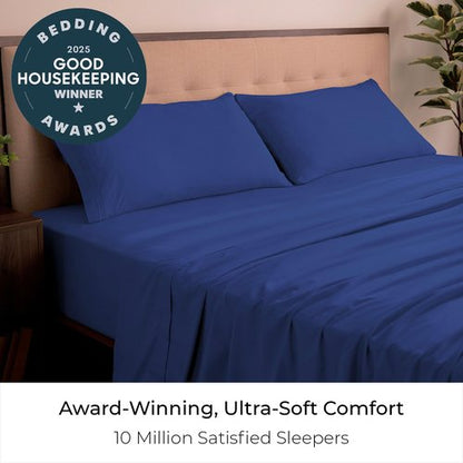 Mellanni California King Sheets Set - 4 PC Iconic Collection Bedding - Hotel Luxury, Extra Soft, Cooling Bed Sheets - Wrinkle, Fade, Stain Resistant (Cal King, Royal Blue)