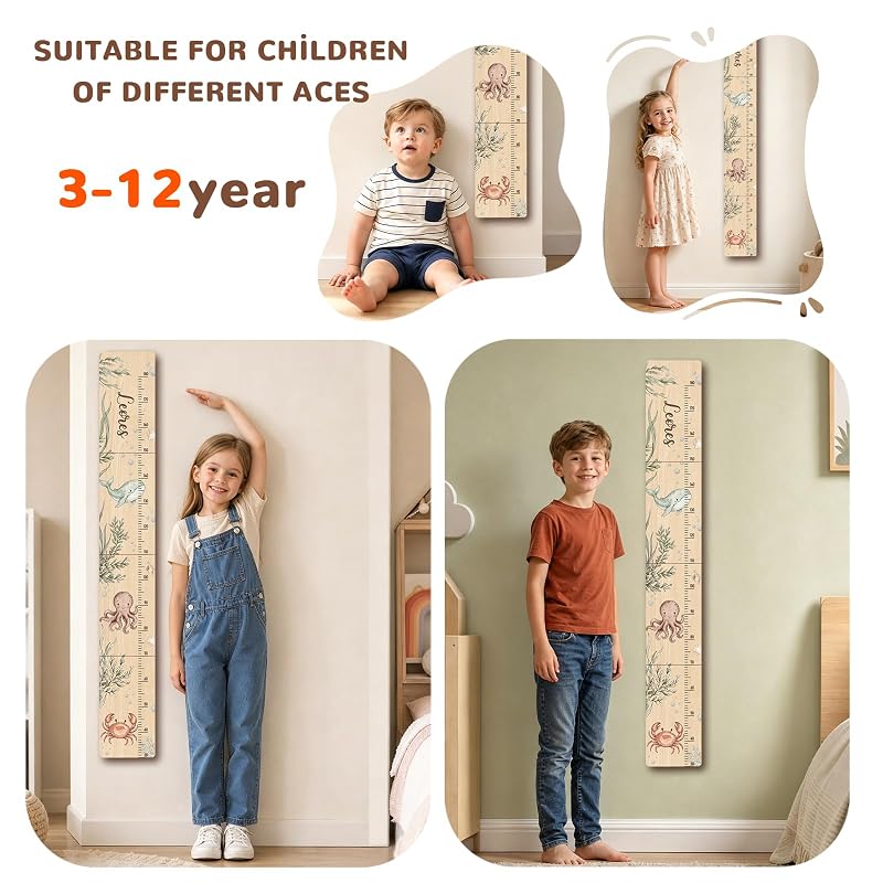 Personalized Name Wood Growth Chart for Wall - Style10 (Style 10) Height Chart for Kids