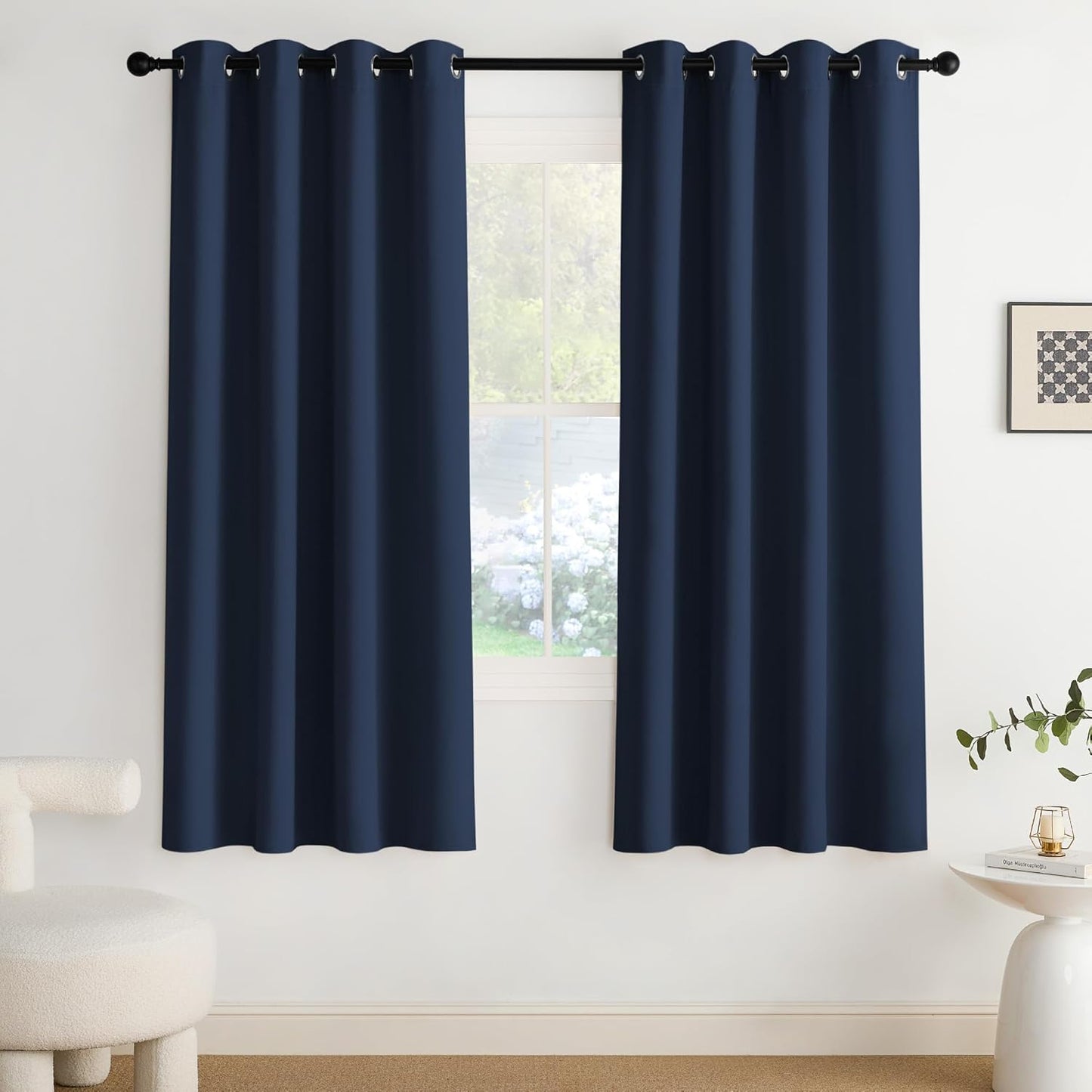 NICETOWN Blackout Curtains - Grommet Panels for Total Darkness | 72 Inches Long, Navy Blue