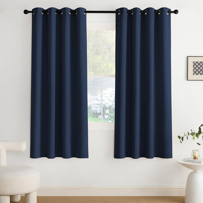 NICETOWN Blackout Curtains - Grommet Panels for Total Darkness | 72 Inches Long, Navy Blue
