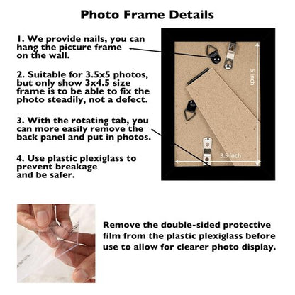 JCJMY 3.5x5 Picture Frame Black for Wall or Tabletop, 3.5 x 5 Wall Gallery Poster Photo Frame with Shatter Resistant Plexiglass, Black