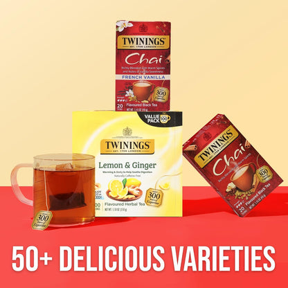 Twinings French Vanilla Chai Black Tea - Warm & Sweet Caffeinated Blend | 20 Individually Wrapped Bags
