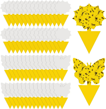 Skiennix 58 Pack Flying Insect Traps - Non-Toxic Yellow Sticky Traps for Gnats & Flies, Indoor/Outdoor Use