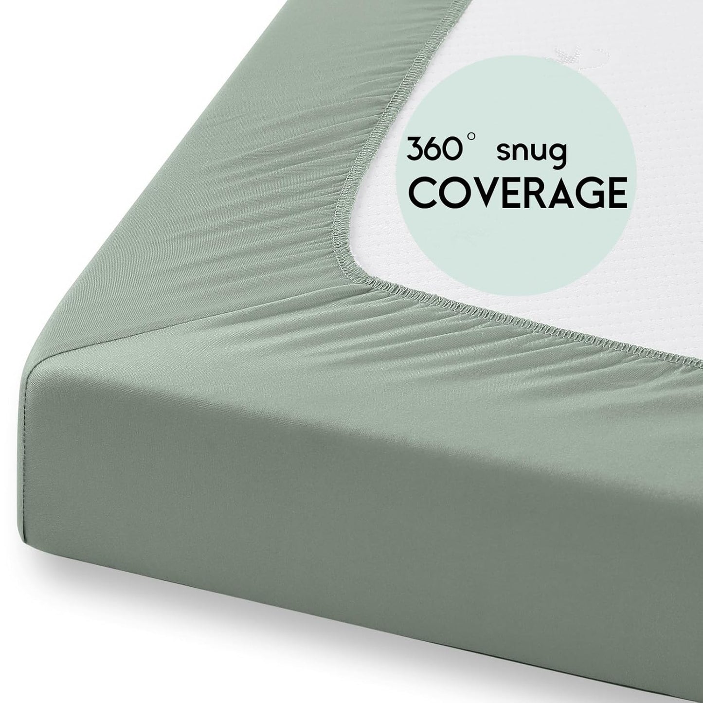 Yoofoss Fitted Pack and Play Sheets - Soft, Breathable Mini Crib Sheets 2-Pack | Apricot & Green