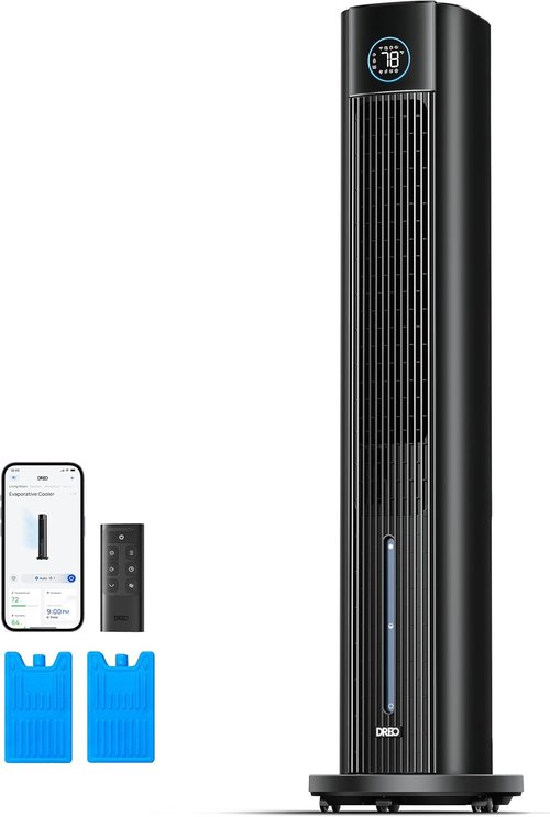 DREO Tower Fan - 43" Oscillating Cooling Fan with Quiet Operation & APP Control | 4 Modes, 12H Timer, Black