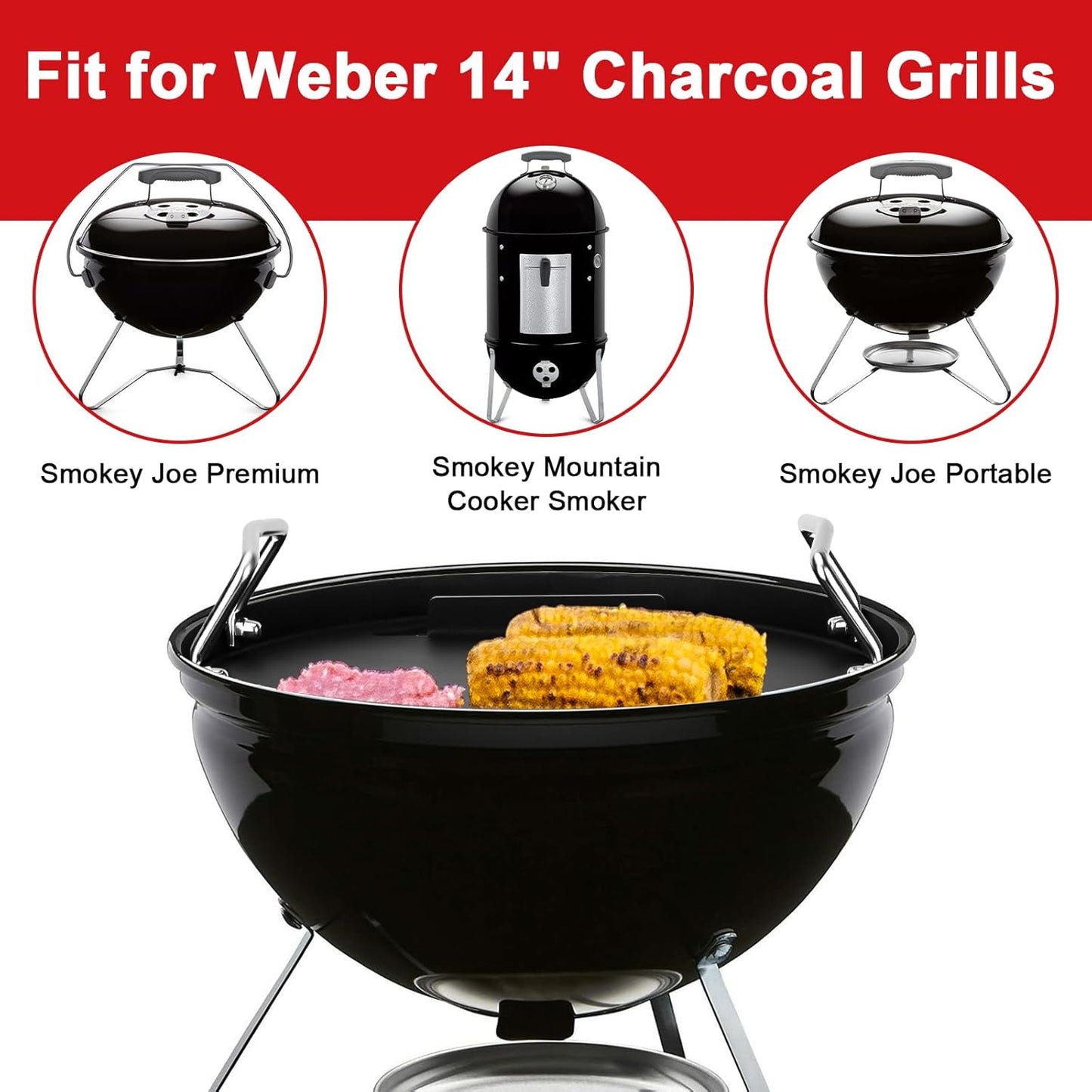Weber Full Size Griddle Inserts - Flat Top Griddle for 14" Charcoal Grills & Smokers | Replacement Part for Weber 7431