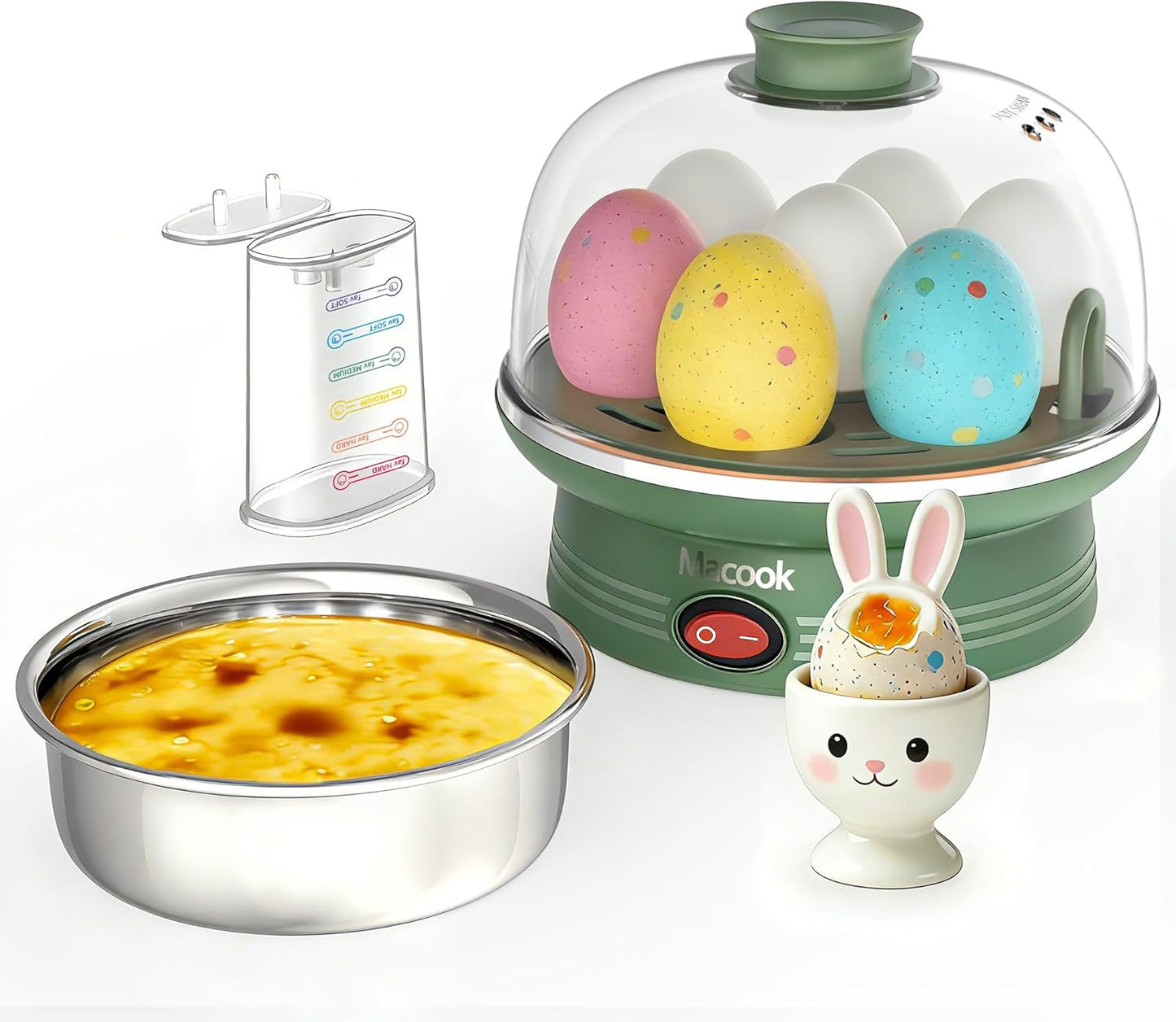 Skiennix Electric Egg Cooker - 7 Egg Capacity with Auto Shut-Off | Spring Green Hard Boiled Egg Maker