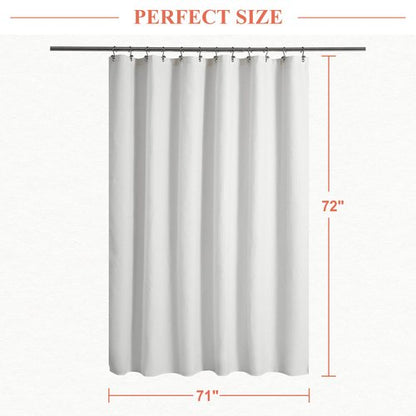 Barossa Design Waffle Weave White Shower Curtain Hotel Luxury Quality, Fabric Shower Curtains for Bathroom, Pique Pattern Cloth, Water Repellent and Machine Washable, Standard Size 71" x 72"