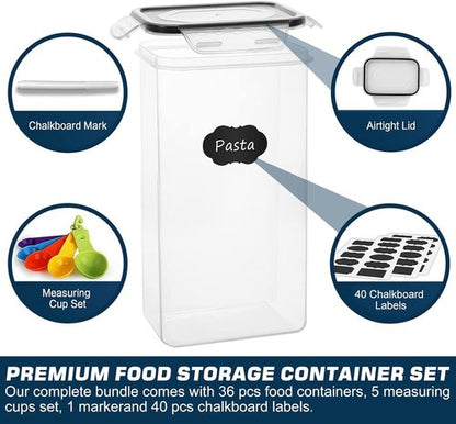 MCIRCO Airtight Food Storage Containers - 36-Piece Set for Kitchen & Pantry Organization | Includes Labels & Measuring Cups