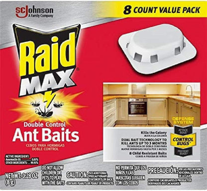 Raid Max Ant Baits - Double Control Formula Kills Entire Colony | 8 Count