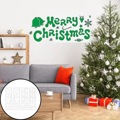 Skiennix 6 Pcs Christmas Santa Footprint Stencils - Reusable Elk & Snowflake Designs for Holiday Decor